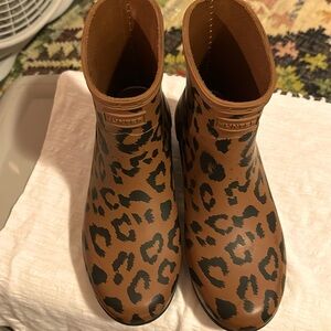 Leopard print ankle Hunter rain  boots